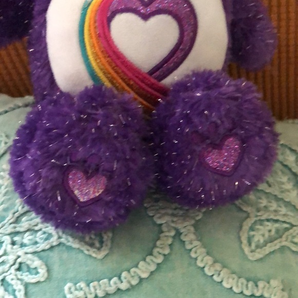 2017 Purple Care Bear Rainbow Heart Glitter, Anniversary Bear Limited Edition!* - Picture 3 of 10